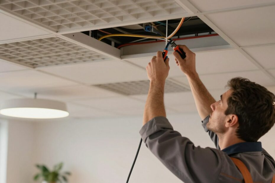 Jak przeciągnąć kabel w suficie podwieszanym